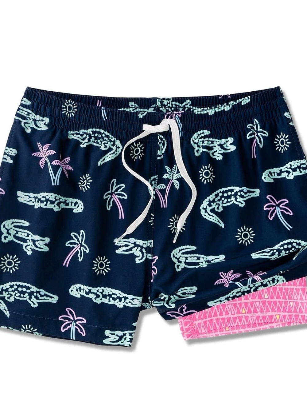 Chubbies Swim Trunks Youth Large The Neon Glades Pink Lined Elastic Waist